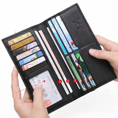 mens long leather korean youth wallet ultra thin