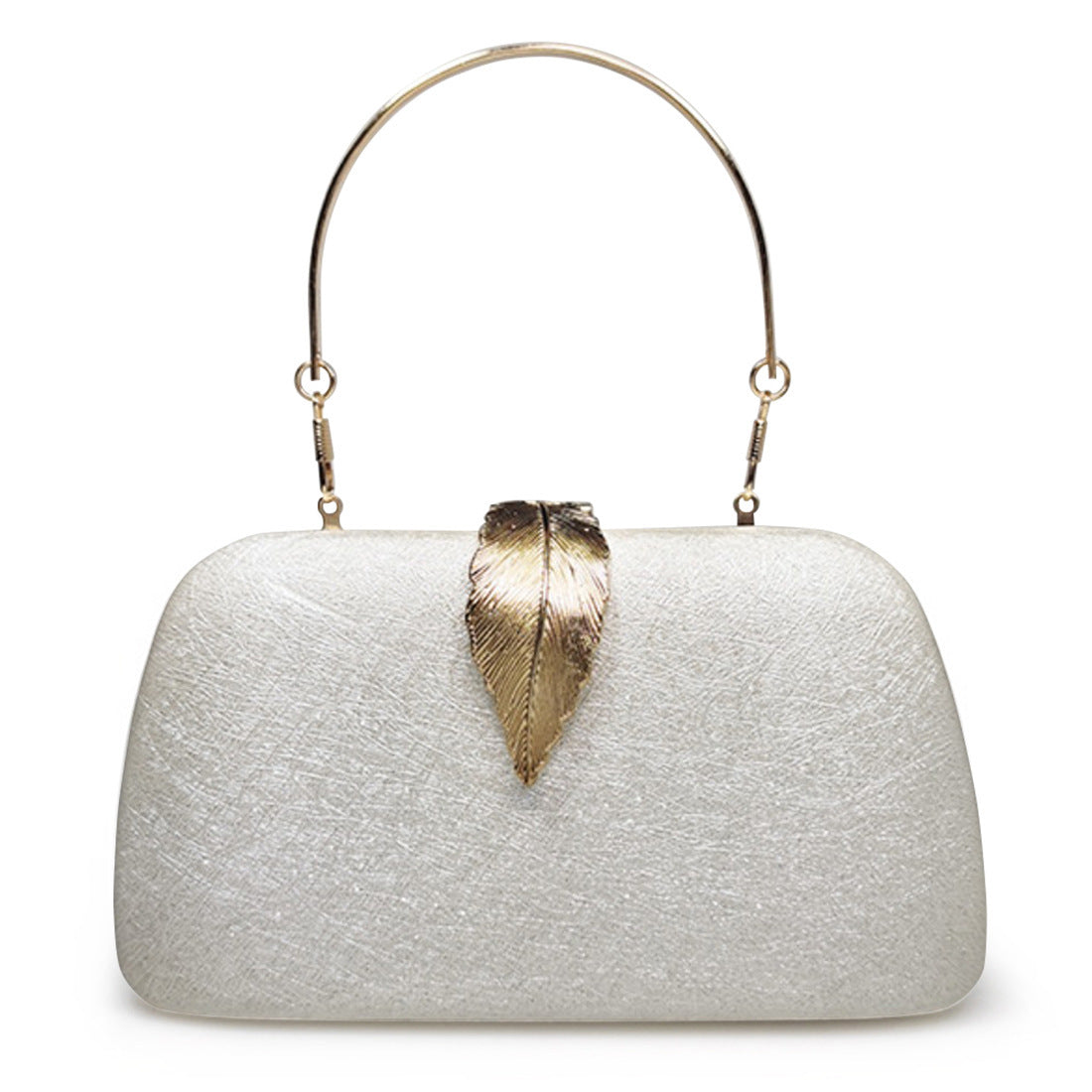 female minimalist dinner party with small square bag in hand