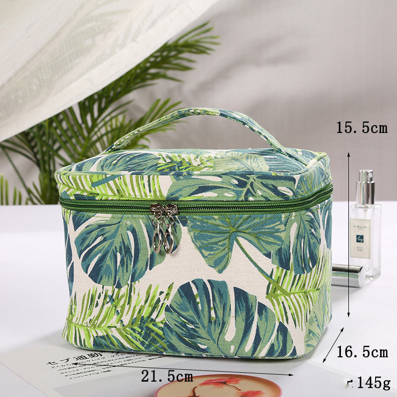 travel ladies canvas storage bag with large capacity pure cotton creative printing cosmetic