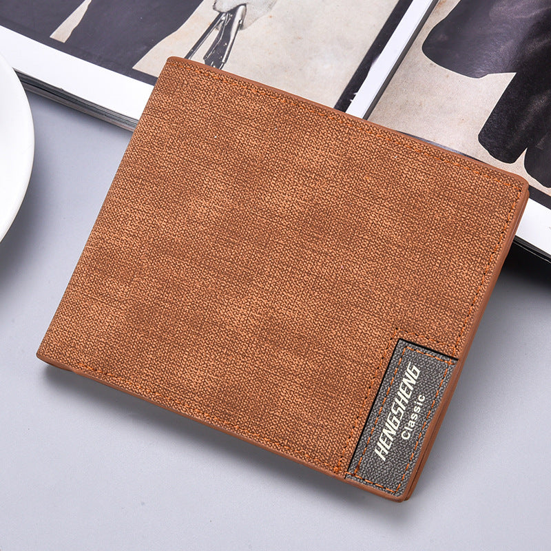 mens short casual canvas pattern thin wallet