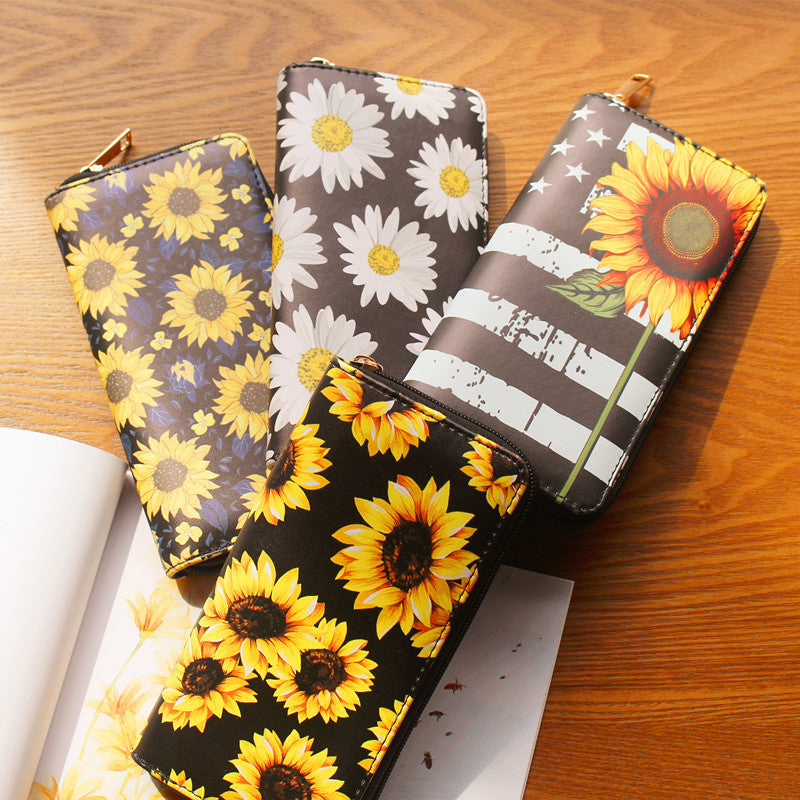 womens wallet sunflower print