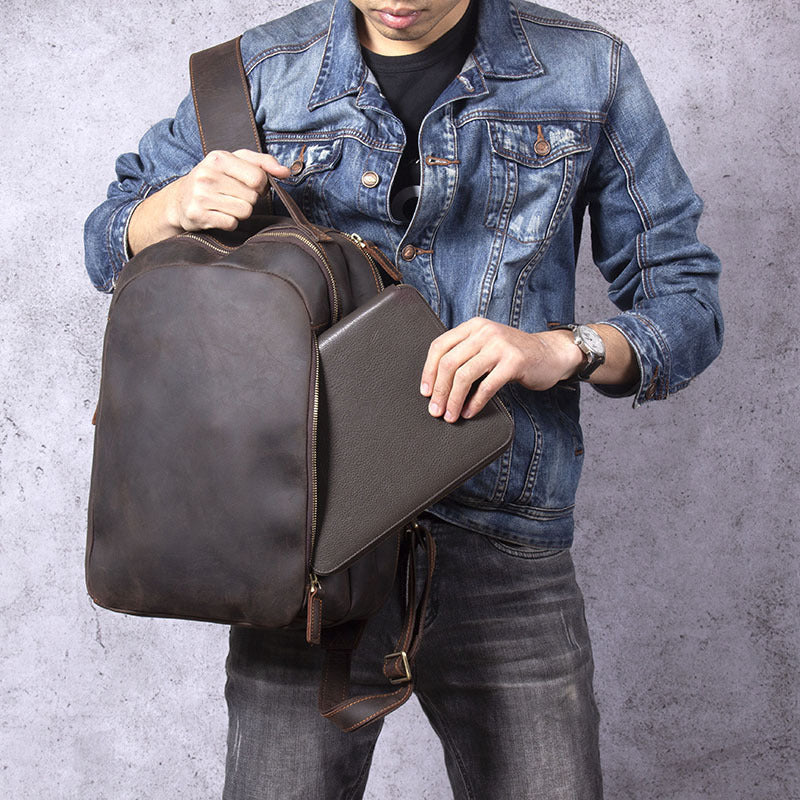 new vintage backpack first layer cowhide simple fashion