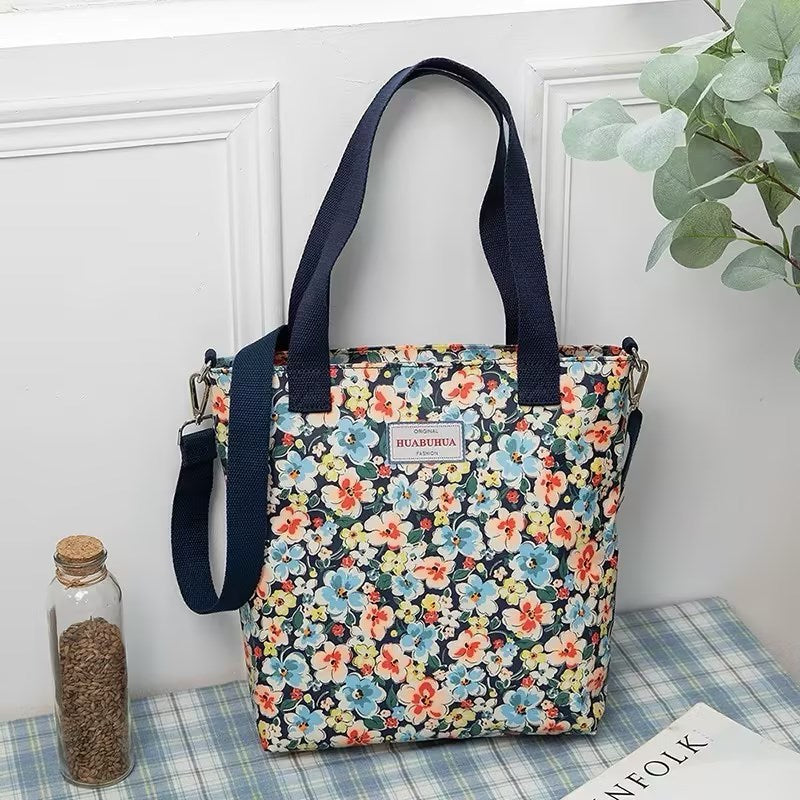 versatile large capacity floral canvas crossbody shoulder bag