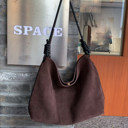 Luxury Vintage Suede Leather Large-Capacity Shoulder Bag