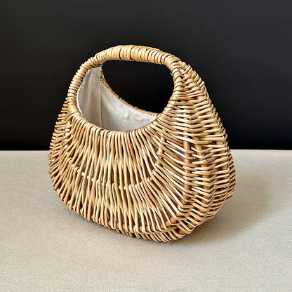 wicker rattan weave bag summer portable retro