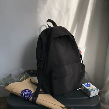 new japanese and korean early high school student bag nylon solid color waterproof lightweight backpack college students couple backpack