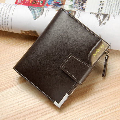 mens wallet multi function wallet with zipper buckle tri fold coin purse