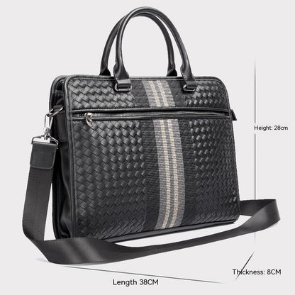 stitching woven business casual briefcase mens shoulder crossbody computer bag