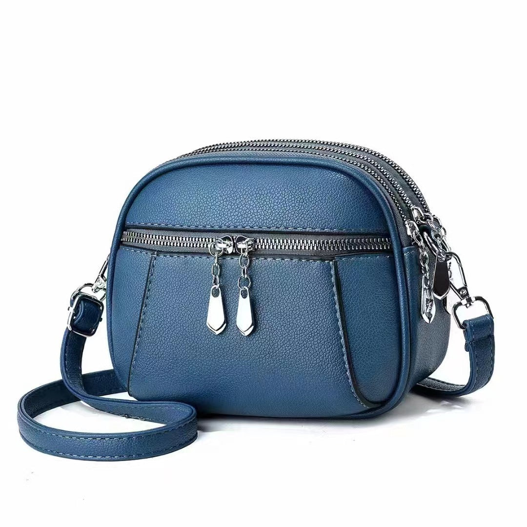 solid color small round bag fashion multi pocket large capacity shoulder crossbody bags for women handbags