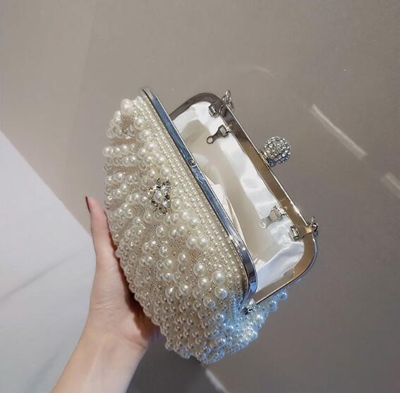 womens sweet lady pearl dinner clutch bag