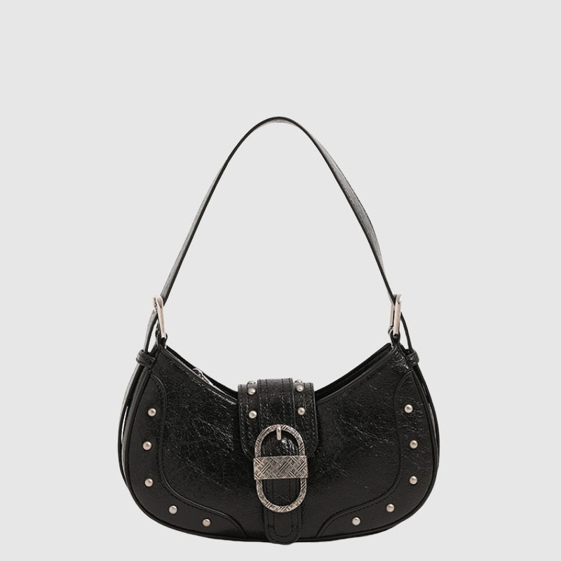 new oil wax leather personality rivets flap shoulder messenger bag