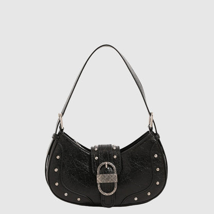 new oil wax leather personality rivets flap shoulder messenger bag