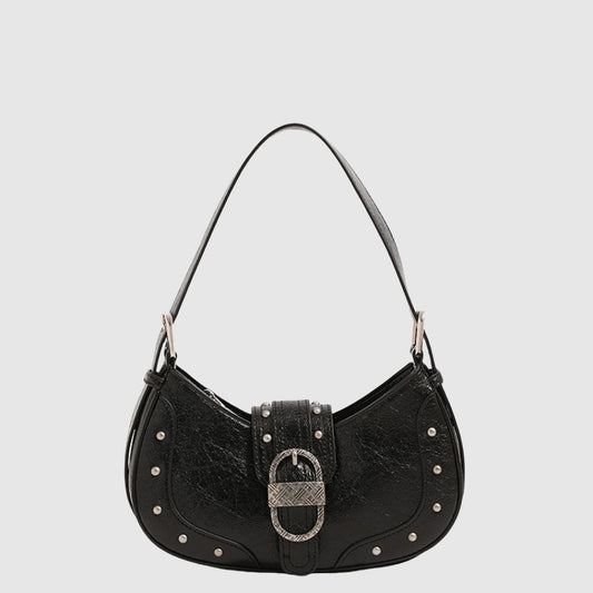 new oil wax leather personality rivets flap shoulder messenger bag