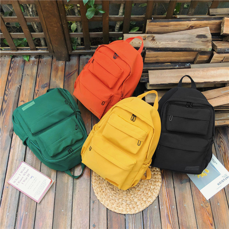 backpack student schoolbag female korean version large capacity travel leisure solid color multi layer backpack