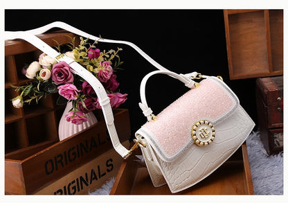 fashion new patent leather diamond portable shoulder bag