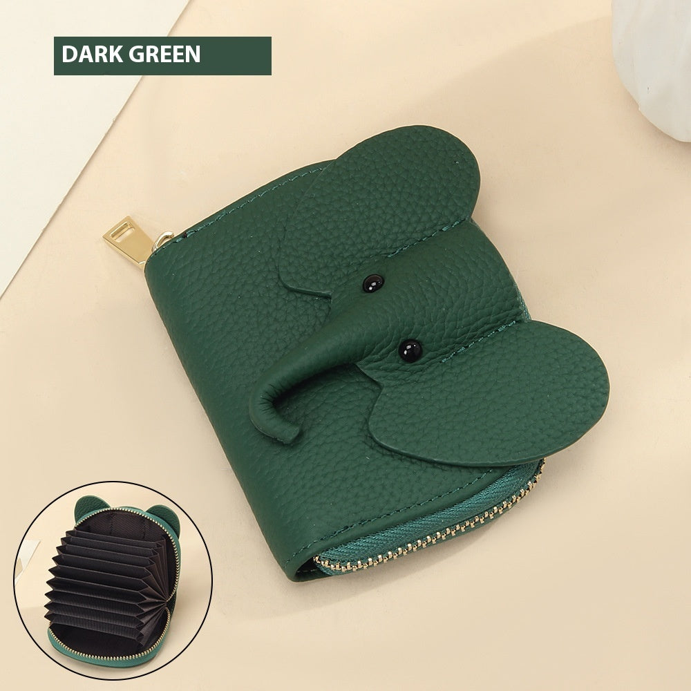 leather organ card holder bags creative elephant zipper wallet fashion bag