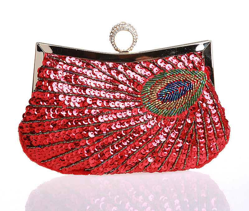 hot sale dinner bag peacock handmade beaded ring