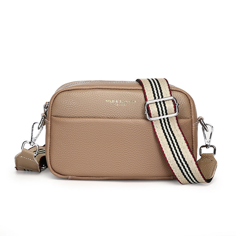 fashion simple shoulder messenger bag top layer cowhide small square bag