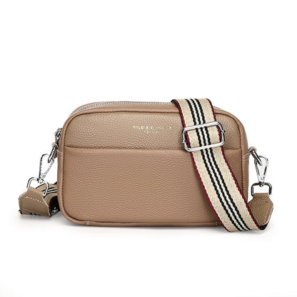 fashion simple shoulder messenger bag top layer cowhide small square bag