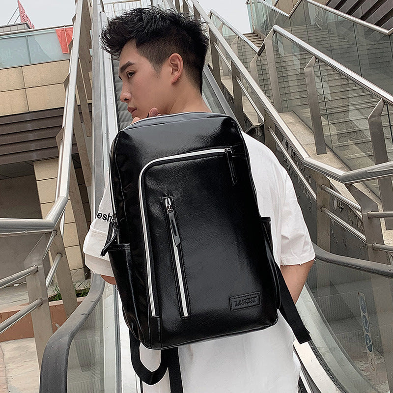 PU Leather European And American Style Men's Business Casual Backpack