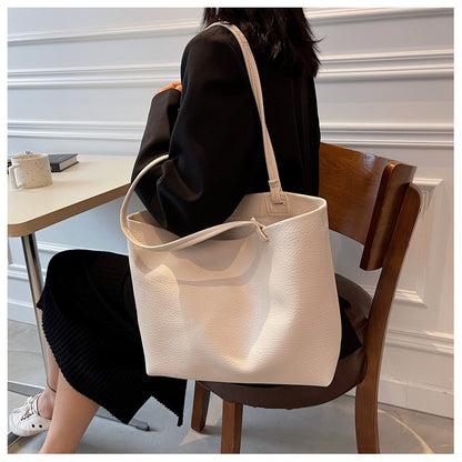 all match casual soft leather large capacity shoulder bag