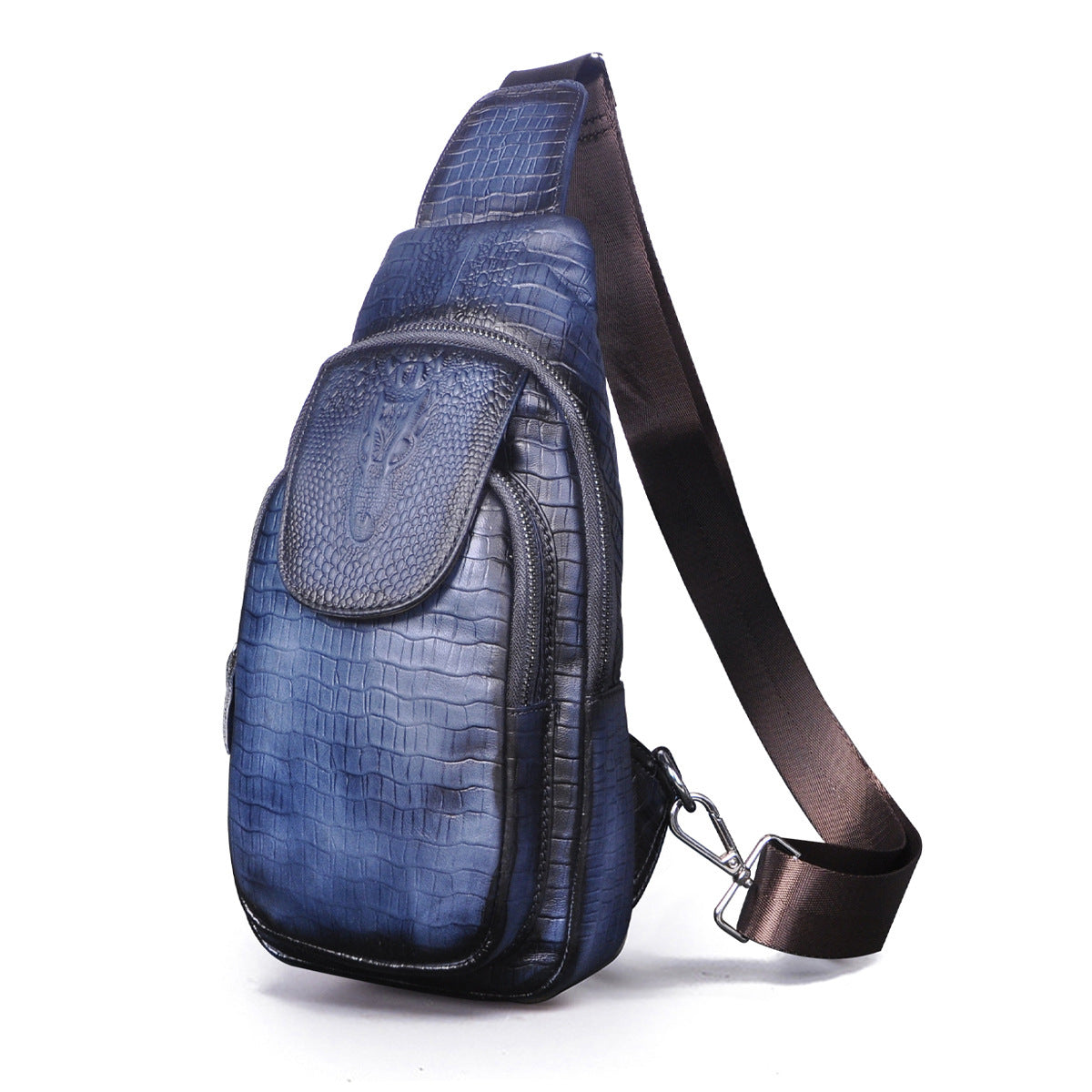 mens simple retro first layer cowhide messenger bag
