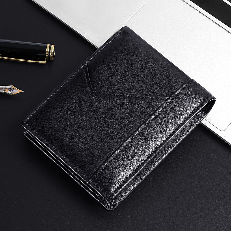 anti magnetic theft brush retro oil leather wallet smooth touch rfid business men standard wallet with photo window