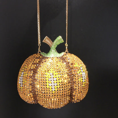 pumpkin diamond inlaid dinner bag makeup handbag