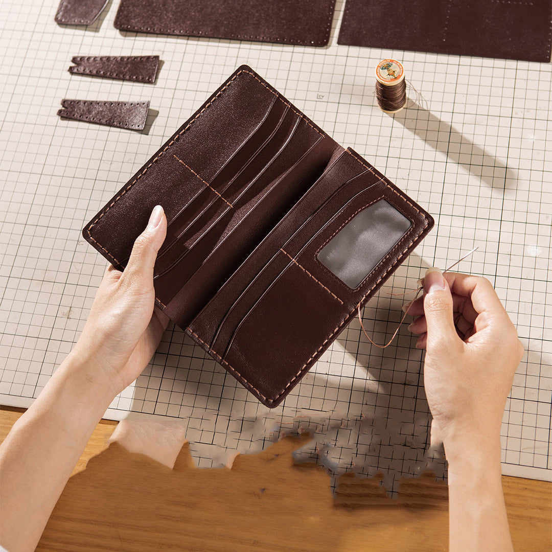 diy handmade material bag cowhide mens long wallet