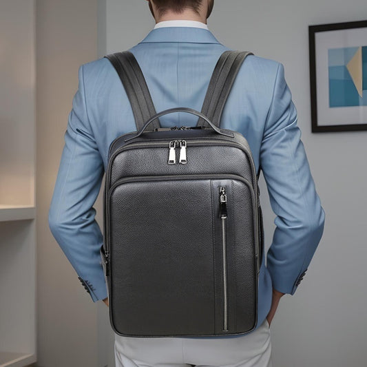 mens leather backpack multi functional large capacity portable