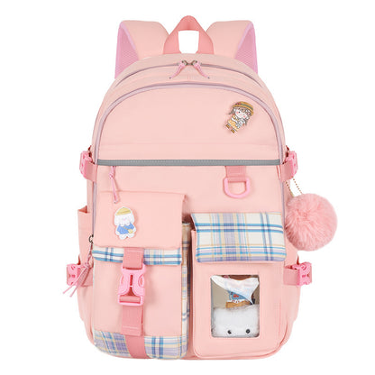 cartoon cute and lightweight burden reducing student schoolbag