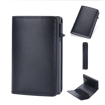 crazy horse leather anti degaussing card clamp men