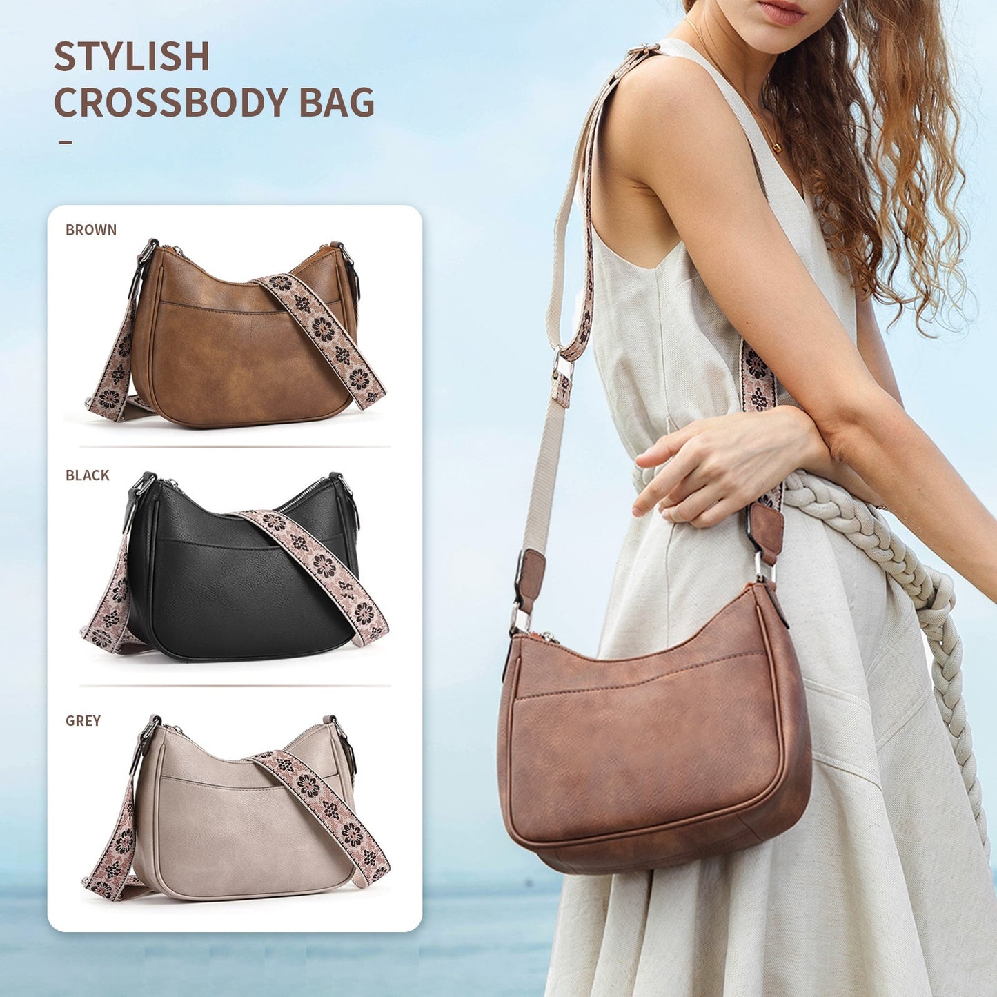 european and american retro solid color shoulder bag