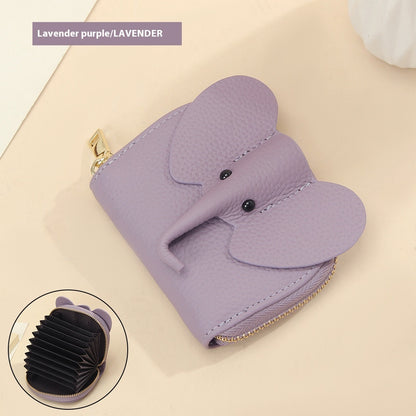 leather organ card holder bags creative elephant zipper wallet fashion bag