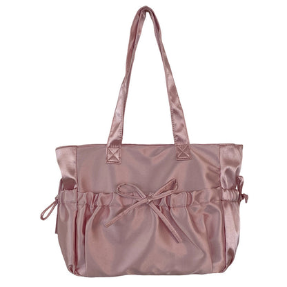Women's Pleated Bow Pearl Shoulder Bag