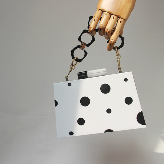 dinner bag wedding bag black and white polka dot clutch bag european and american fashion new