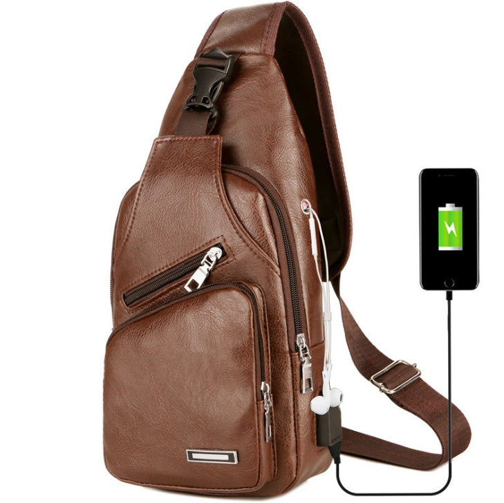 usb portable charging chest bag messenger bag