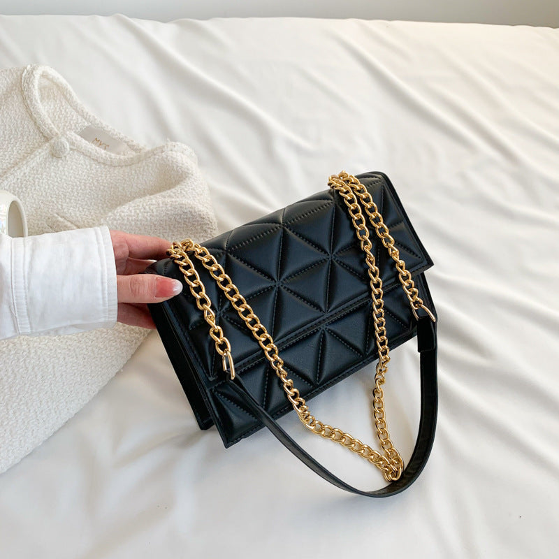 western style rhombus embroidery thread shoulder messenger bag