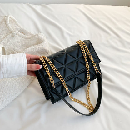 western style rhombus embroidery thread shoulder messenger bag