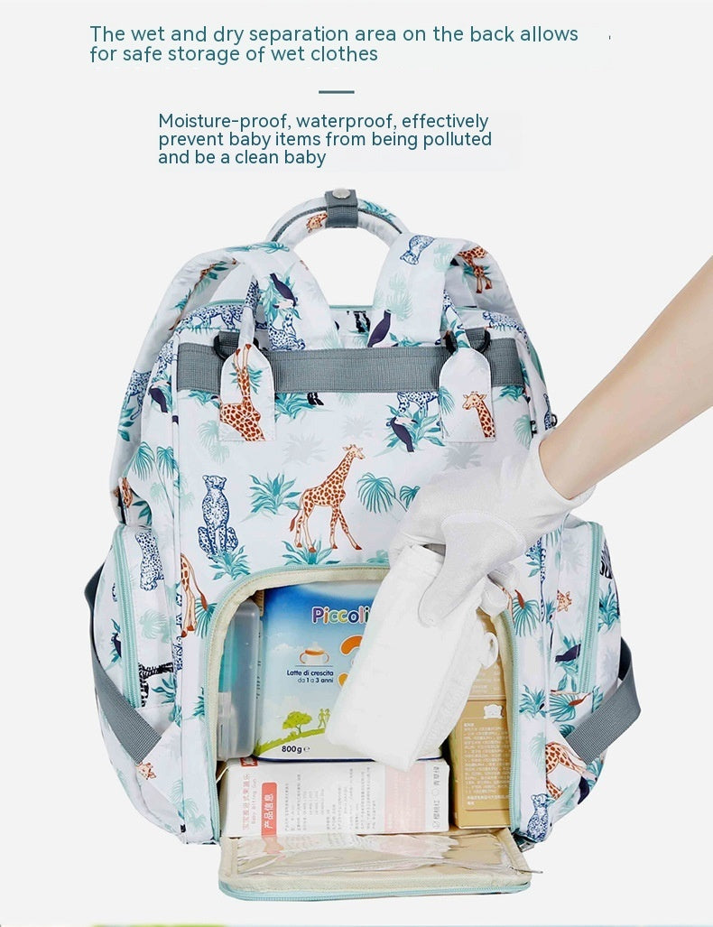 fashion waterproof printed nylon multi functional large capacity backpack portable mummy bag