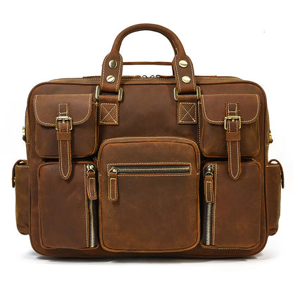 horse leather mens shoulder bag leather laptop mens briefcase portable