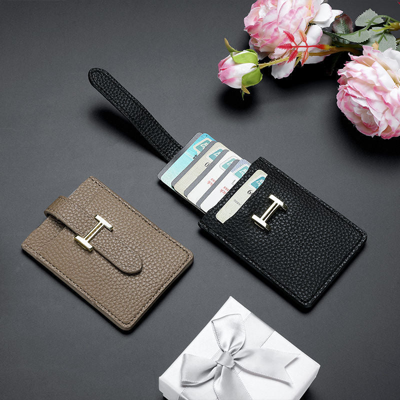 leather card holder pull out card holder thin women