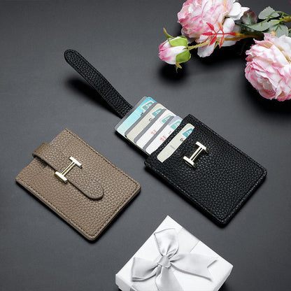 leather card holder pull out card holder thin women