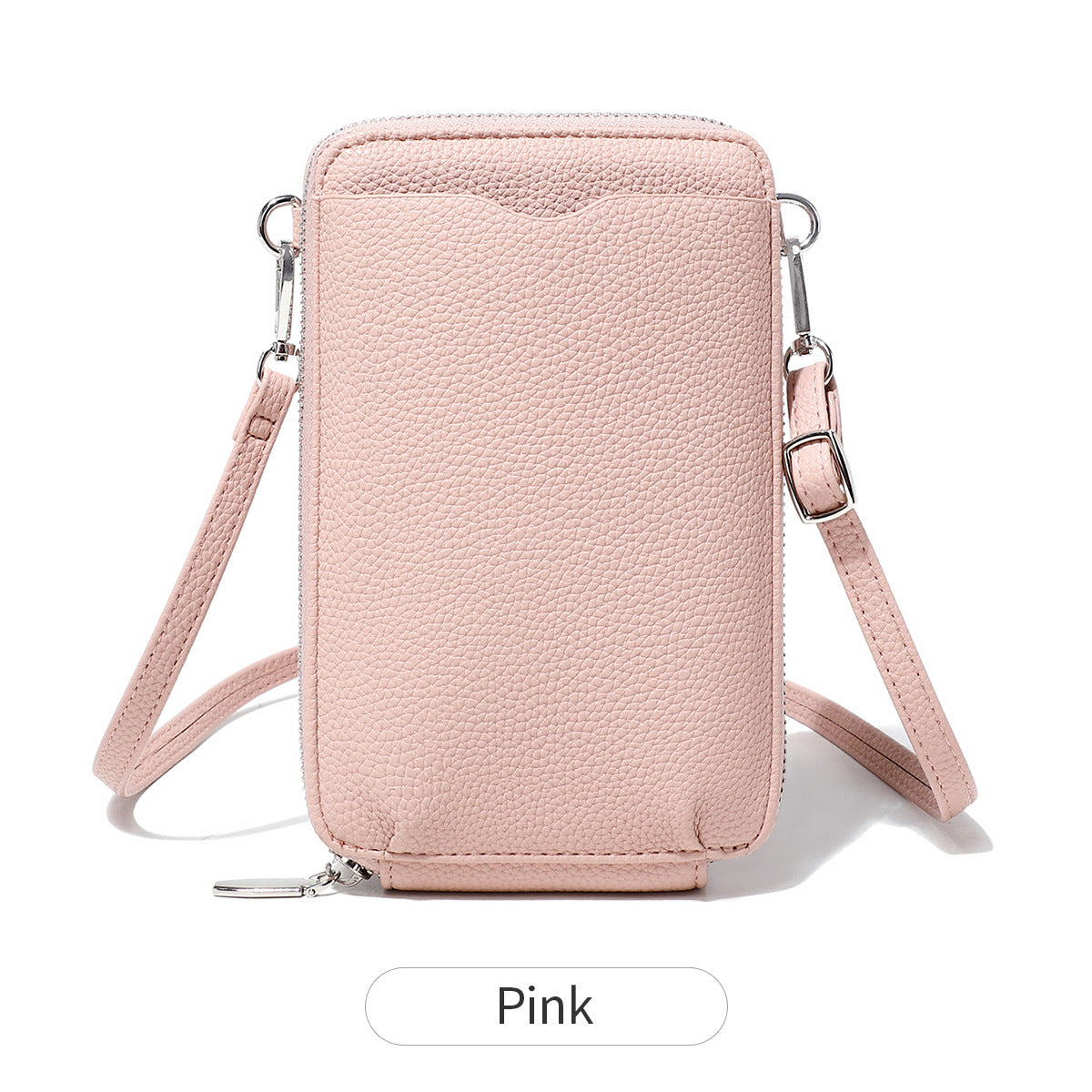 lychee pattern vertical zipper mobile phone foreign trade mini large capacity womens shoulder bag