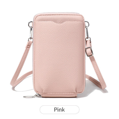 lychee pattern vertical zipper mobile phone foreign trade mini large capacity womens shoulder bag