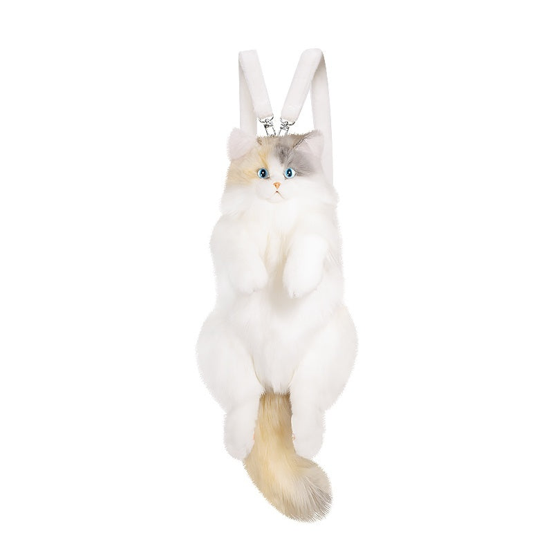 three flower cat plush toy simulation backpack