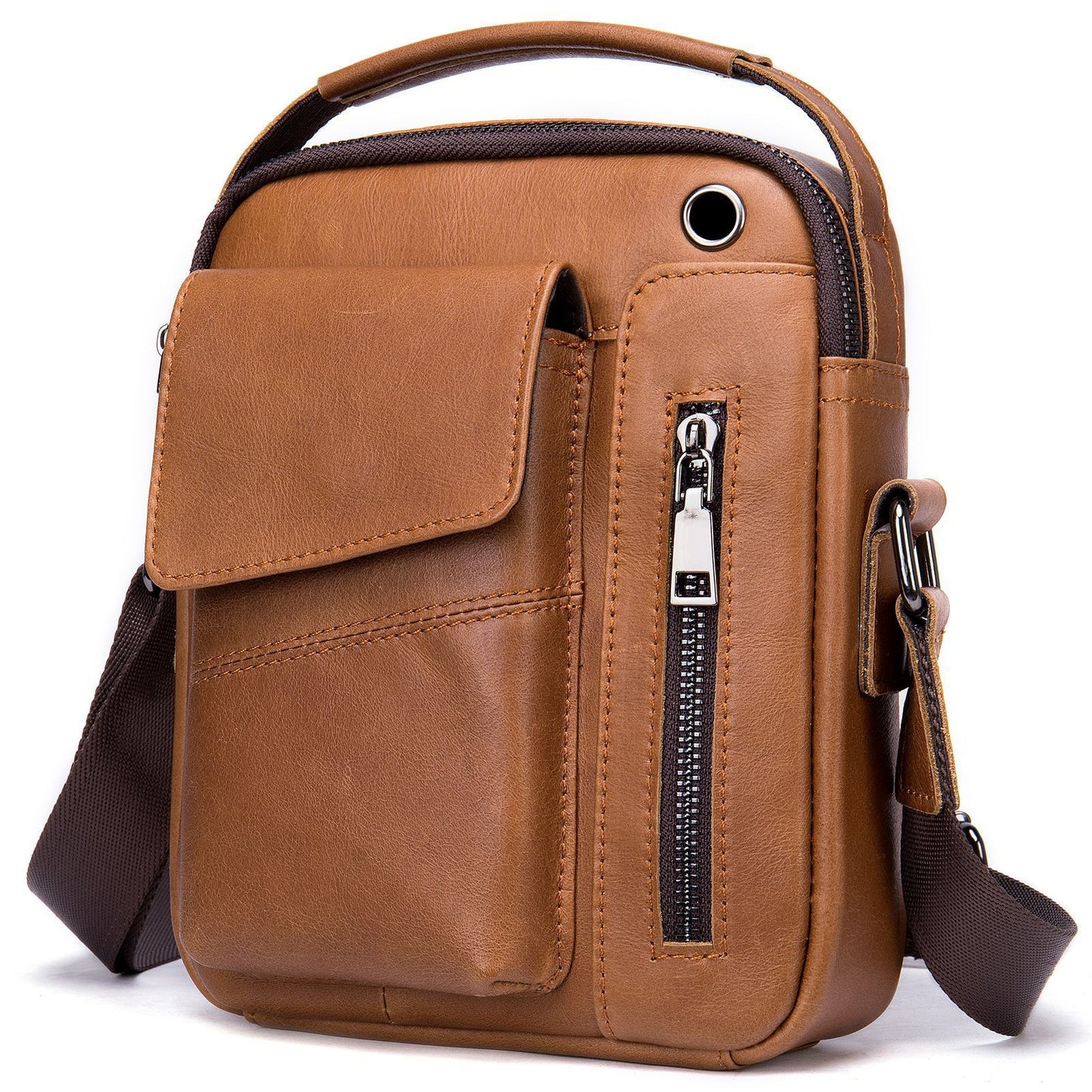 mens business minimalist leather crossbody bag