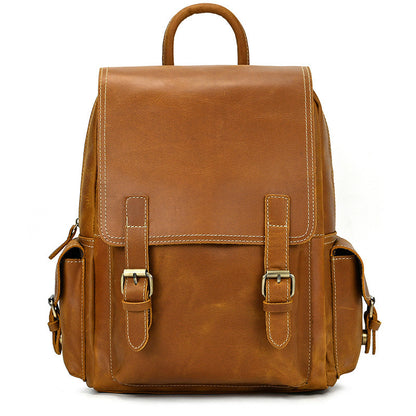 crazy horse leather backpack mens retro outdoor bag