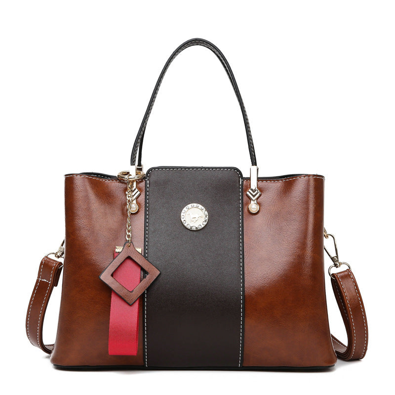 three layer soft leather shoulder messenger bag