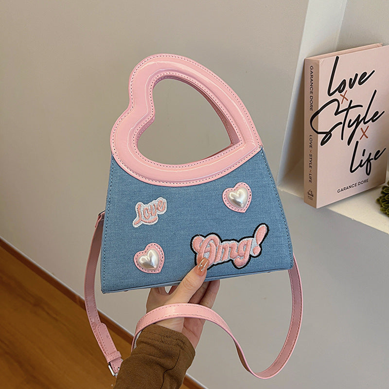 Special-interest Design Love Handbag Contrast Color Fashion